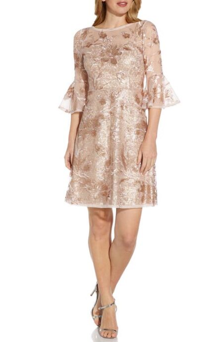  Embroidered Sequin Cocktail Dress in Joyful Blush at Nordstrom   