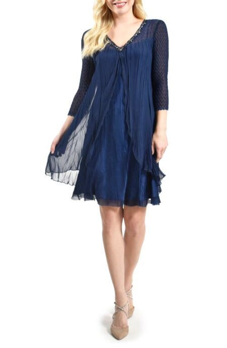  Flyaway Chiffon Cocktail Dress in Midnight Navy at Nordstrom  X-Large