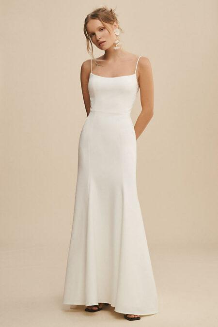 Jenny  Caleb Matte Crepe Fit & Flare Wedding Gown
