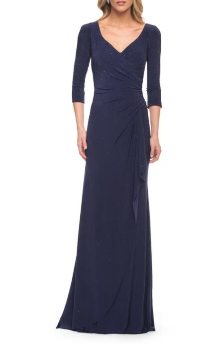 Jersey Trumpet Gown in Navy at Nordstrom   