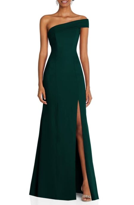  One-Shoulder Evening Gown in Evergreen at Nordstrom   