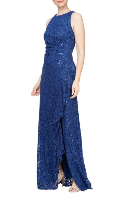  Ruffle Sequin Lace Gown in Royal at Nordstrom   