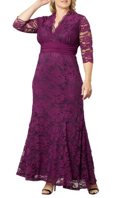  Screen Siren Lace Gown in Plum at Nordstrom   