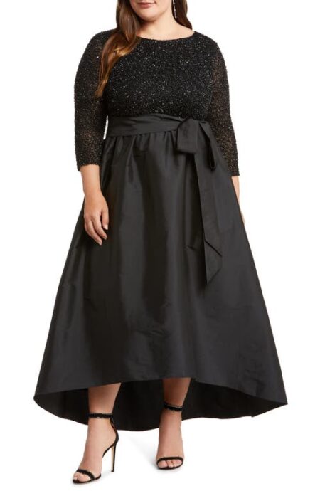  Sequin Bodice Taffeta Gown in Black at Nordstrom   W