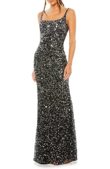  Sequin Column Gown in Black at Nordstrom   