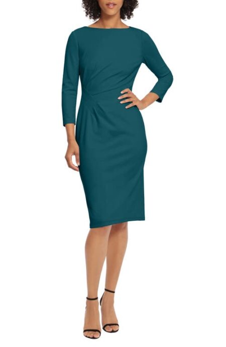  Side Pleat Sheath Dress in Deep Teal at Nordstrom   