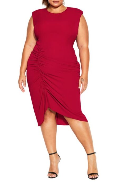  Side Ruched Sheath Dress in Crimson at Nordstrom  X 