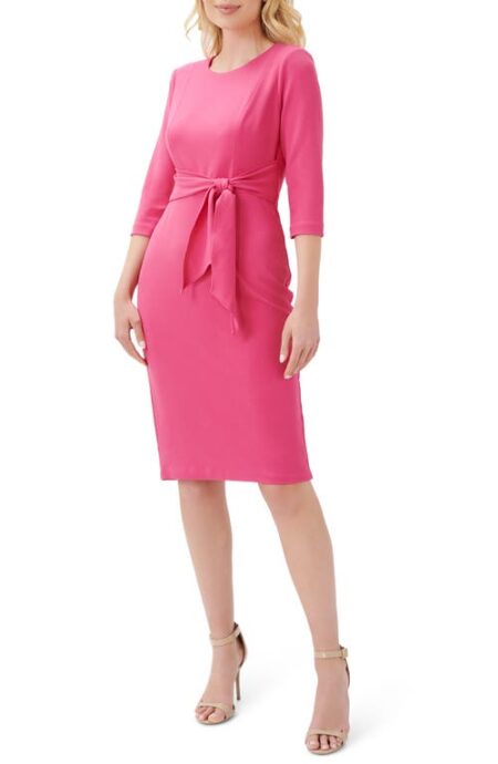  Tie Waist Crepe Sheath Dress in Watermelon Bliss at Nordstrom   