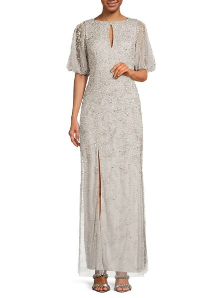  Women's Beaded Gown Silver Dove   
