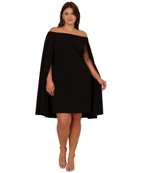  Women's Off-The-Shoulder Cape Dress Black