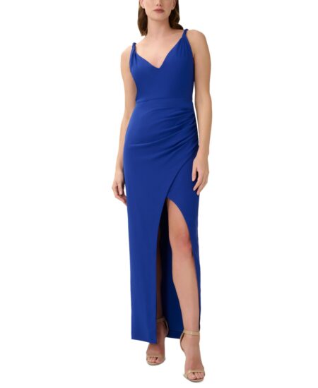  Women's Spaghetti-Strap Ruched Gown Royal Sapphire